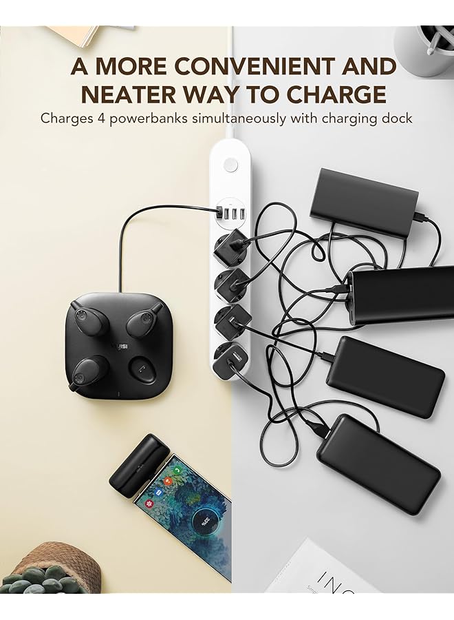 erorex 4 Pack Portable Chargers Usb C 5000 Mah 4 Pcs Fast Charging Power Bank Compatible With Android Samsung Iphone15 4 In 1 Powerbanks Charging Station For Home Cafe Office Hotel Ect  - Image 3