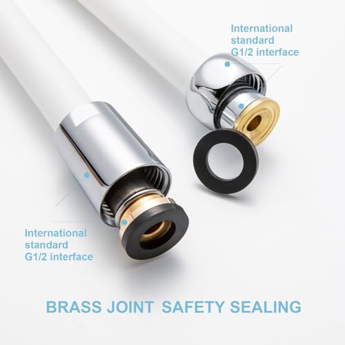 OFFO Ultra-Flex Shower Hose, Premium RV PVC Handheld Shower Head Hose Flex Hoses Extension with Brass Insert and Nut for Bathing Pet Bathing, 60 in Smooth White - Image 4