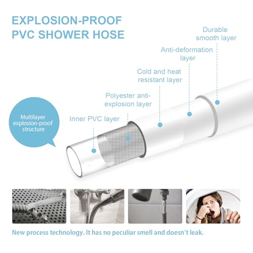 OFFO Ultra-Flex Shower Hose, Premium RV PVC Handheld Shower Head Hose Flex Hoses Extension with Brass Insert and Nut for Bathing Pet Bathing, 60 in Smooth White - Image 5