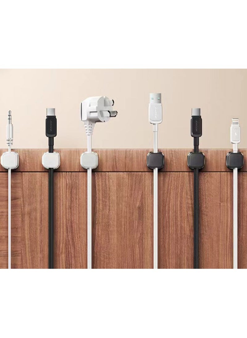 6 قطع كابل شحن منظم الكابلات المغناطيسية حامل تخزين، قطعة أثرية لإدارة الكابلات، منظم حامل الأسلاك، مشابك كابلات حامل الحبل المغناطيسي، حامل سلك الهاتف المغناطيسي (3 أسود 3 أبيض) - Image 4