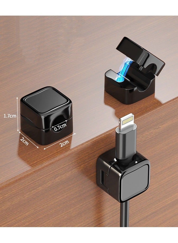 6 قطع كابل شحن منظم الكابلات المغناطيسية حامل تخزين، قطعة أثرية لإدارة الكابلات، منظم حامل الأسلاك، مشابك كابلات حامل الحبل المغناطيسي، حامل سلك الهاتف المغناطيسي (3 أسود 3 أبيض) - Image 3