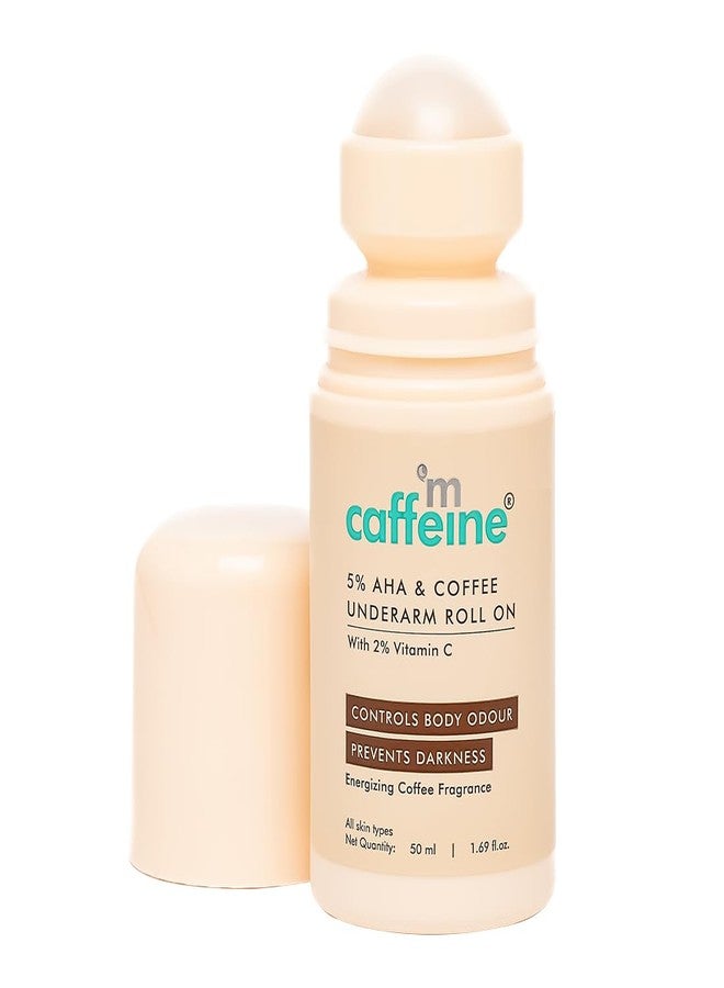 mcaffeine 5% Aha Underarm Roll On With Coffee,5% Lactic Acid&Mandelic Acid|48H Body Odour Control|Prevents Dark Underarms&Pigmentation,Kills Bacteria|Alcohol&Aluminum Free For Men&Women-50Ml,1 Count - Image 1