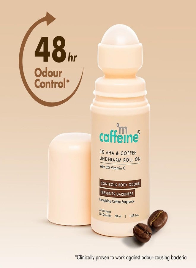 mcaffeine 5% Aha Underarm Roll On With Coffee,5% Lactic Acid&Mandelic Acid|48H Body Odour Control|Prevents Dark Underarms&Pigmentation,Kills Bacteria|Alcohol&Aluminum Free For Men&Women-50Ml,1 Count - Image 2
