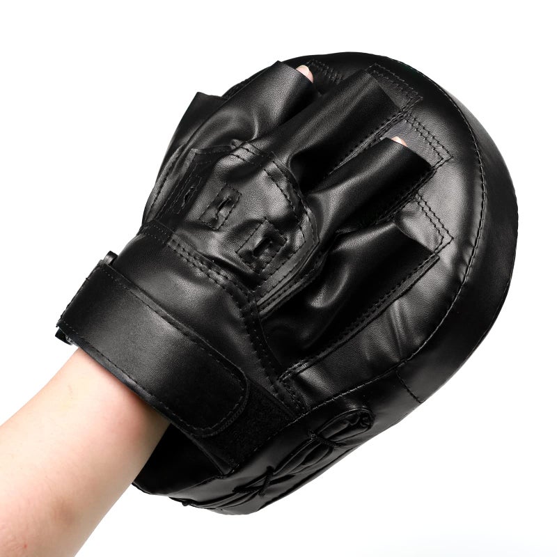 Valleycomfy Boxing Curved Focus Punching Mitts- Leatherette Training Hand Pads,Ideal for Karate, Muay Thai Kick, Sparring, Dojo, Martial Arts(Black) - Image 5