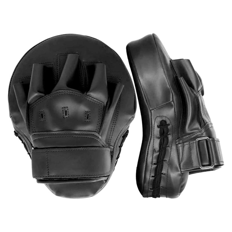 Valleycomfy Boxing Curved Focus Punching Mitts- Leatherette Training Hand Pads,Ideal for Karate, Muay Thai Kick, Sparring, Dojo, Martial Arts(Black) - Image 1