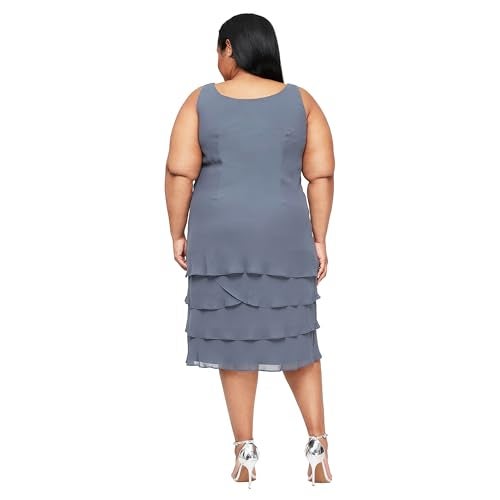 S.L. Fashions جاكيت فستان الأم العروس من S.L. Fashions للنساء بلس مع كتف مقصوص مزين بالخرز، ستيل، 16 - Image 4