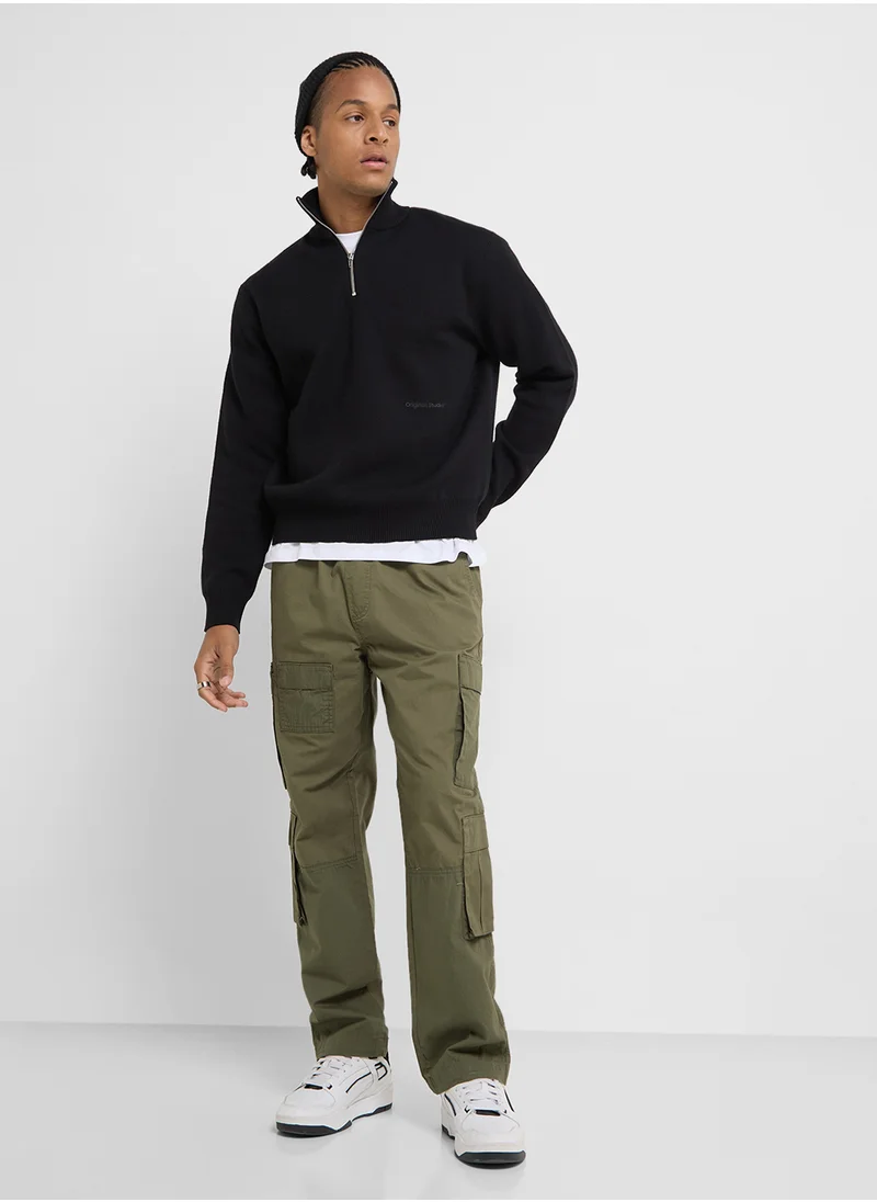 جاك اند جونز Half Zip Knitted Sweatshirt