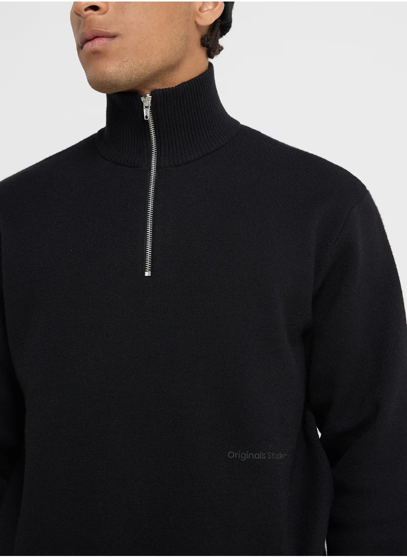 جاك اند جونز Half Zip Knitted Sweatshirt