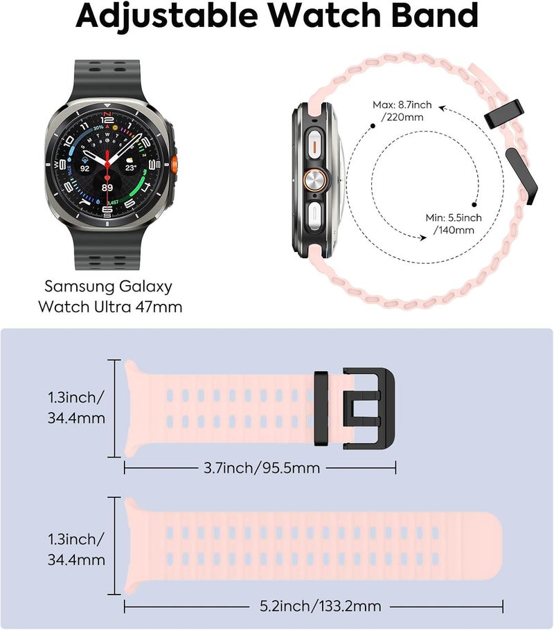 MoKo Sport Band Compatible with Samsung Galaxy Watch Ultra 47mm (2024) for Men Women, Soft and Breathable Silicone Strap, Waterproof Replacement Wristband - Image 2