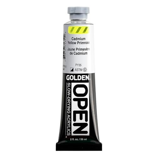 GOLDEN OPEN SlowDrying Acrylics Cadmium Yellow Primrose 2 fl oz tube Professional Acrylic Paint SemiOpaque - Image 1
