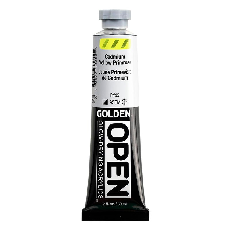 GOLDEN OPEN SlowDrying Acrylics Cadmium Yellow Primrose 2 fl oz tube Professional Acrylic Paint SemiOpaque - Image 3