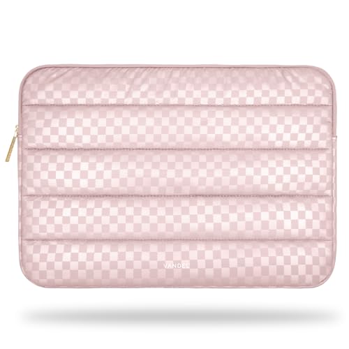 Vandel Puffy Laptop Sleeve Case, 13-14 inch Laptop Sleeve Bag Case 13.3 Inch, Compatible with MacBook Air/Pro 13/Pro 14/iPad Pro 12.9, HP Dell ASUS Computer Bag Cover, Checker Pink - Image 1