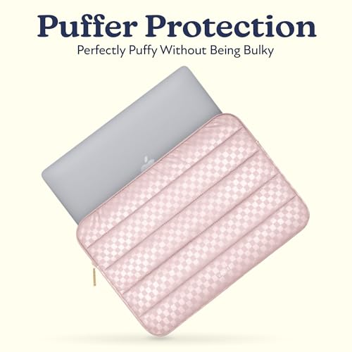 Vandel Puffy Laptop Sleeve Case, 13-14 inch Laptop Sleeve Bag Case 13.3 Inch, Compatible with MacBook Air/Pro 13/Pro 14/iPad Pro 12.9, HP Dell ASUS Computer Bag Cover, Checker Pink - Image 5