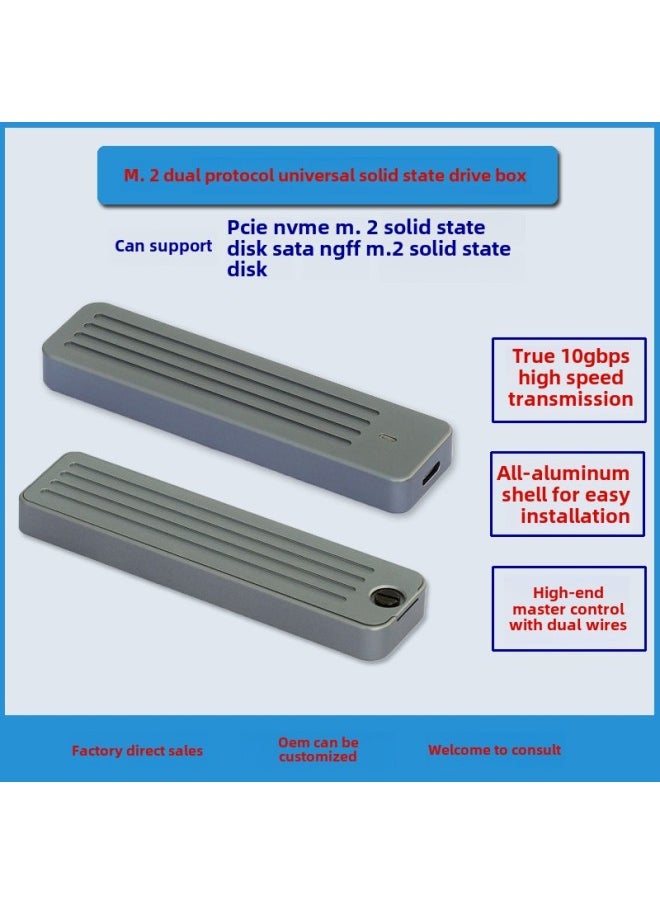 Generic Type-c3.1 Aluminum Alloy Mobile Solid State Drive Heat Dissipation Fast High-speed Transmission Dual Protocol 10G Hard Disk Box Tool-Color:Deep Space Ash  - Image 3