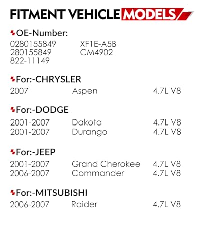 AOTPAT High Performance Fuel Injectors ForDodge Durango Dakota 20012007 47L ForJeep Grand Cherokee Commander ForMitsubishi Raider ForChrysler Aspen Replace OE 0280155849 8Pcs - Image 3
