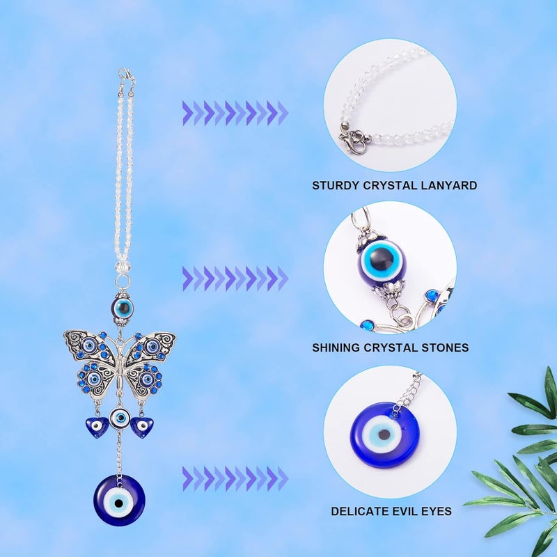 Frienda Evil Eye Car Hanging Ornament Evil Blue Eye Charms for Rear View Mirror Beaded Decor Car Accessories Pendent for Window Door Frame Balcony - Image 5