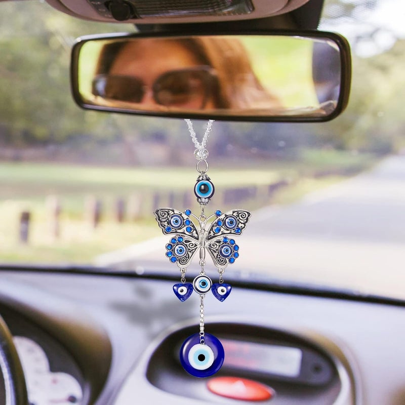Frienda Evil Eye Car Hanging Ornament Evil Blue Eye Charms for Rear View Mirror Beaded Decor Car Accessories Pendent for Window Door Frame Balcony - Image 2