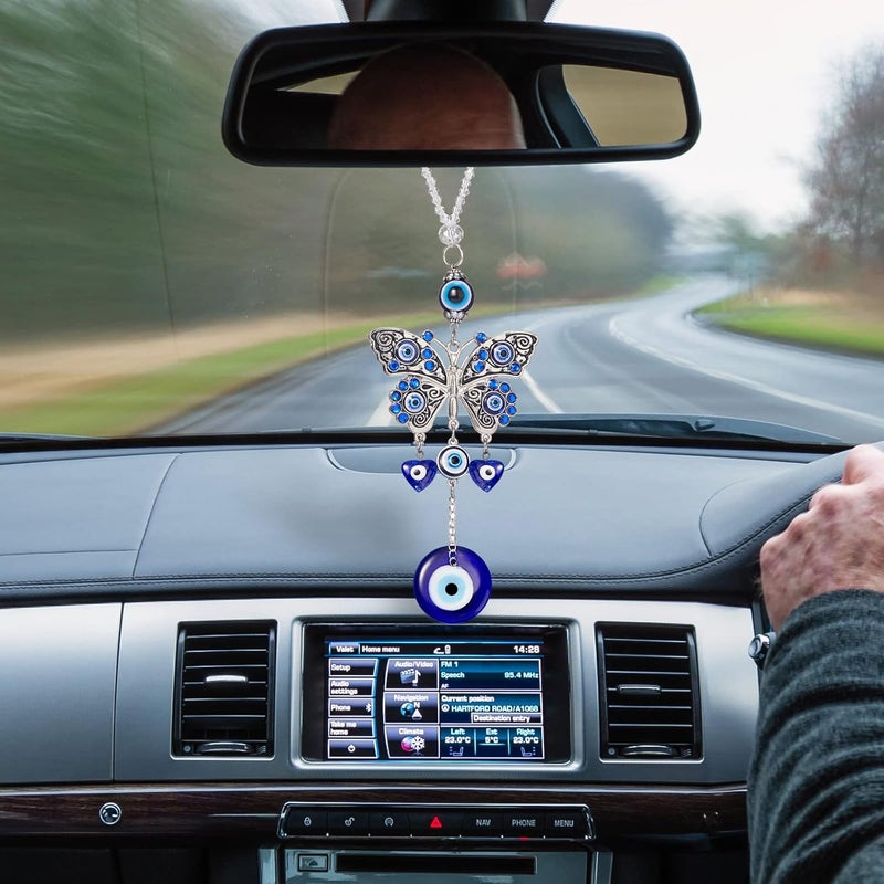 Frienda Evil Eye Car Hanging Ornament Evil Blue Eye Charms for Rear View Mirror Beaded Decor Car Accessories Pendent for Window Door Frame Balcony - Image 3