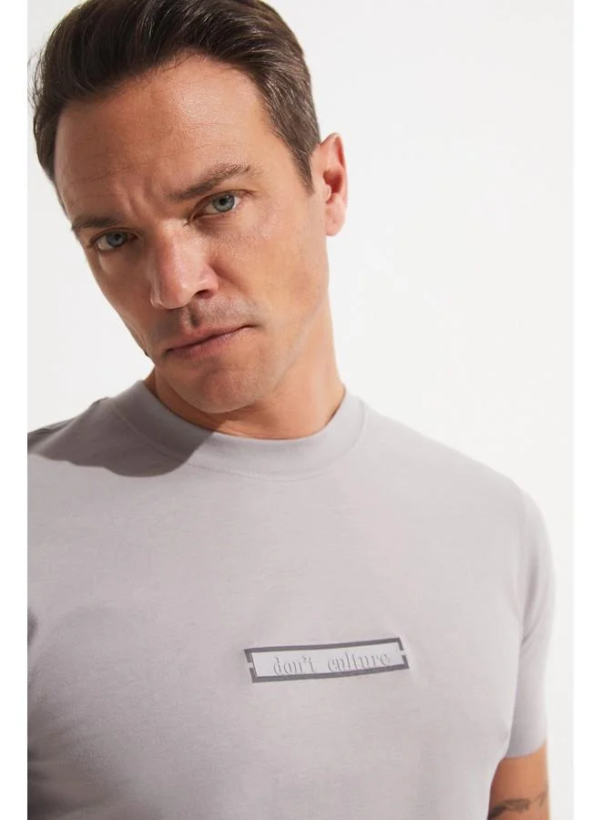 JUNE June Men Printed T-Shirt Grey