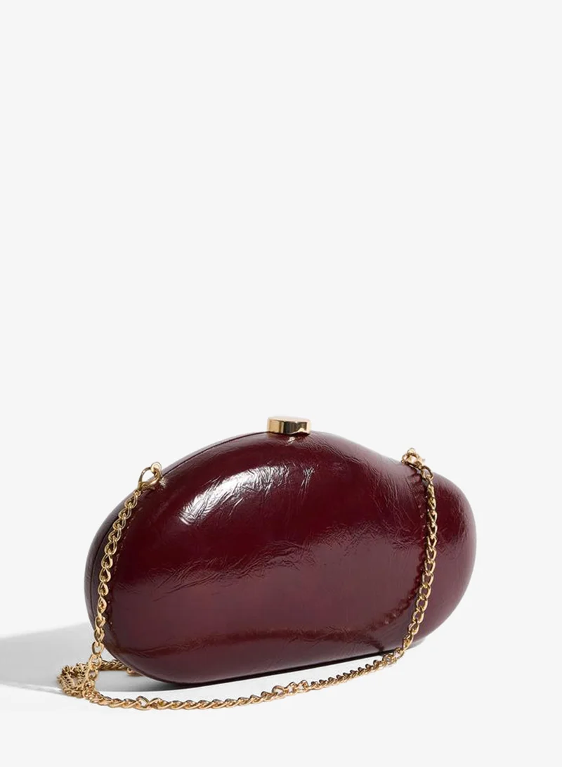 Burgundy Patent Hardcase Clutch with Chain Strap