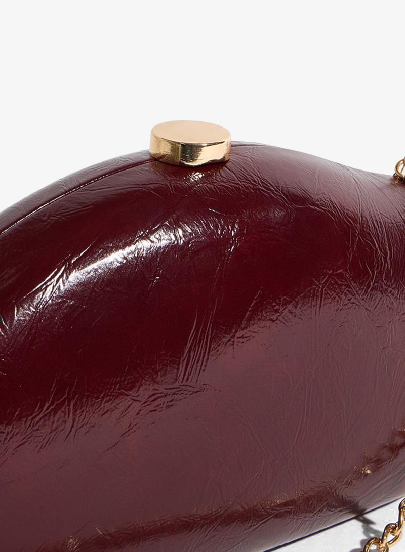 Styli Burgundy Patent Hardcase Clutch with Chain Strap - Image 3