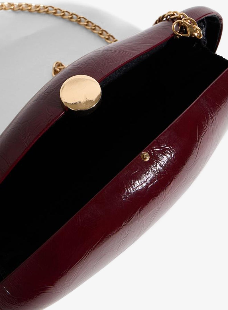 Styli Burgundy Patent Hardcase Clutch with Chain Strap - Image 4