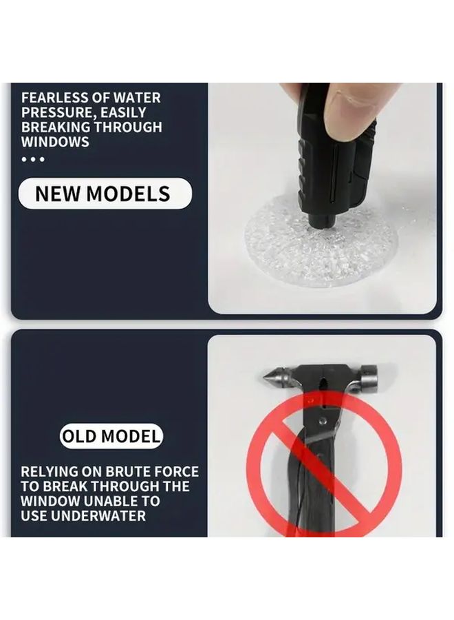 Black Car Safety Hammer 2 Pcs Set Multi Functional Emergency Escape Tool - Image 5