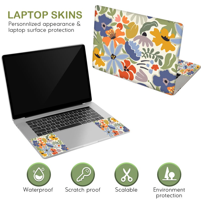 DINKY Laptop Skin Sticker Decal, 16" 16.5â€ 17â€ 17.3 inch Laptop Universal Reusable Vinyl Skin Stickers Art Cover Decal Notebook PC Personalized Protector Flower - Image 2