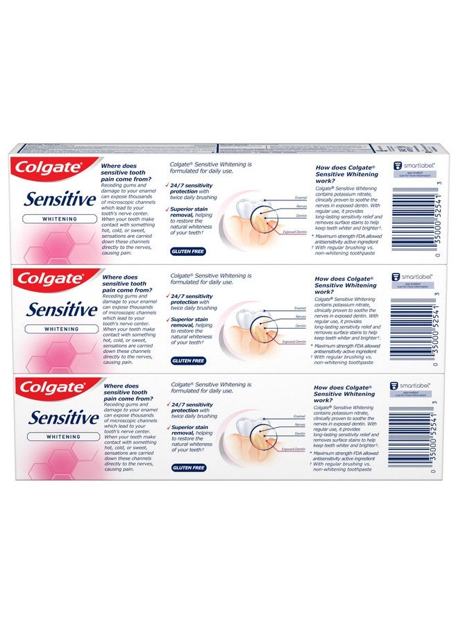 كولجيت معجون أسنان كولجيت لتبييض الأسنان الحساسة وإصلاح مينا الأسنان وحماية الأسنان من التسوس، جل النعناع المنعش، 6 أونصة (عبوة من 3 قطع)