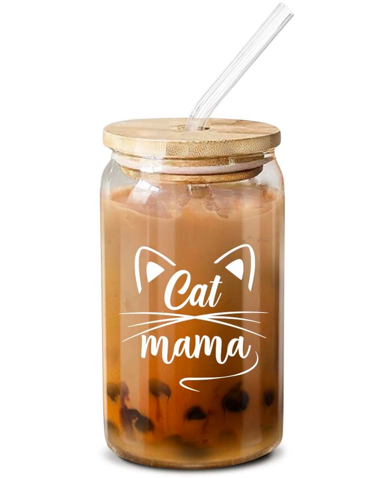 NewEleven Mothers Day Gifts For Cat Mom Cats Lover  Cat Gifts For Women  Cute Kitten Stuff Cats Themed Gift For Women  Cute Funny Gift For Her Best Friend  16 Oz Coffee Glass