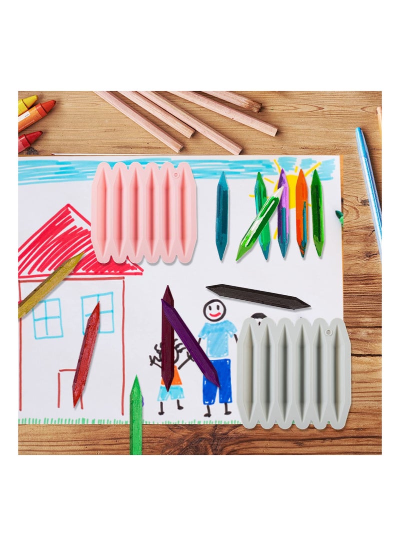 NIBEMINENT 2 Pcs Crayon Mold, NDouble Tipped Mold Recycling Pure Silicone Oven Safe DIY Shaped Reusable for Making(Pink Gray) - Image 2