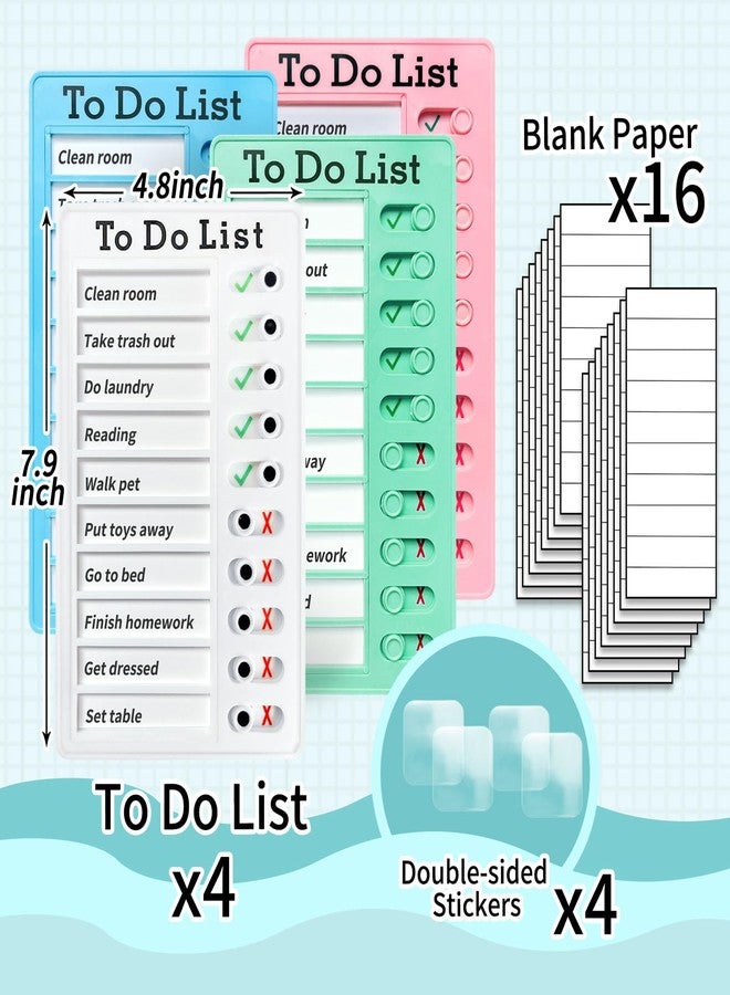 Tsytyst 4 Pieces Chore Chart for Kids Multiple Kids - Sliding Routine Chart: Reusable to Do List, RV Checklist, Planning Board, Visual Schedule, and Reminder (Multicolored) - Image 3