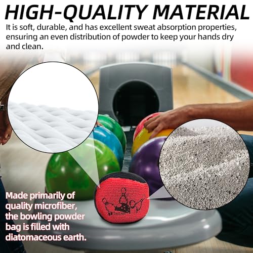 TonGass Microfiber Ultra Dry Bowling Grip Ball, Microfiber Bowling Grip Bags, Bowlings Powder Bag for Hands Use - Black & Red - Image 3