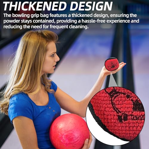 TonGass Microfiber Ultra Dry Bowling Grip Ball, Microfiber Bowling Grip Bags, Bowlings Powder Bag for Hands Use - Black & Red - Image 4