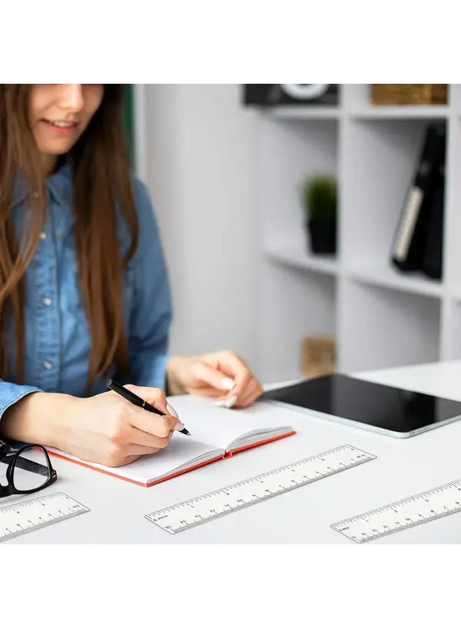 15 قطعة مساطر بلاستيكية شفافة مرنة ومتينة لأدوات القياس للاستخدام في المكاتب والمدارس - Image 5