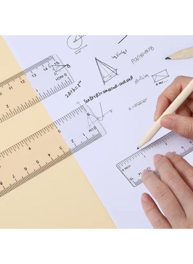 15 قطعة مساطر بلاستيكية شفافة مرنة ومتينة لأدوات القياس للاستخدام في المكاتب والمدارس - Image 4