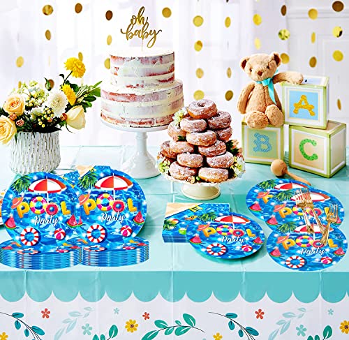 HSPAIDYP 50 Pcs Pool Party Tableware Plates,Pool Party Supplies Beach Party Supplies,7"Summer Pool Party Paper Plates for Summer Beach Theme Pool Birthday Party Decorations - Image 4