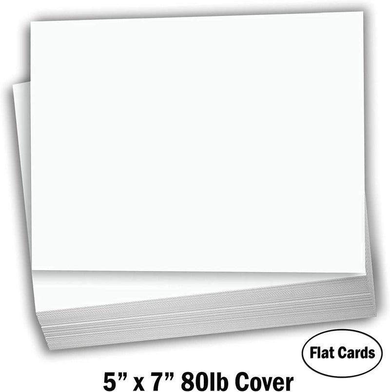 Hamilco White Cardstock Blank Index Flash Note & Post Cards - Flat 5 X 7" Thick Paper 80 lb Card Stock for Printer - 100 Pack - Image 2