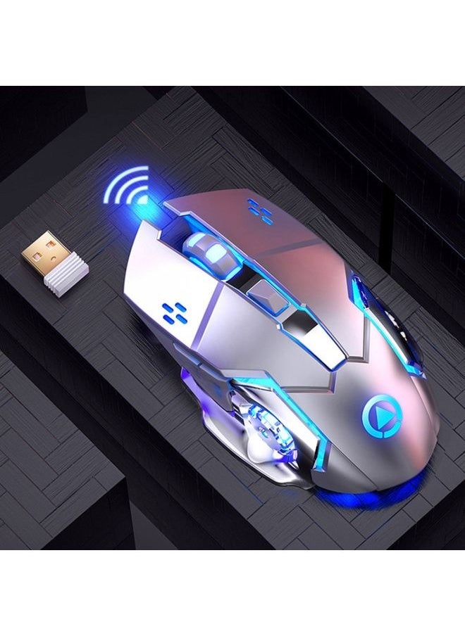 NIBEMINENT YINDIAO A4 2.4GHz 1600DPI 3-modes Adjustable Rechargeable Wireless Silent Gaming Mouse (Grey Silver)  - Image 1