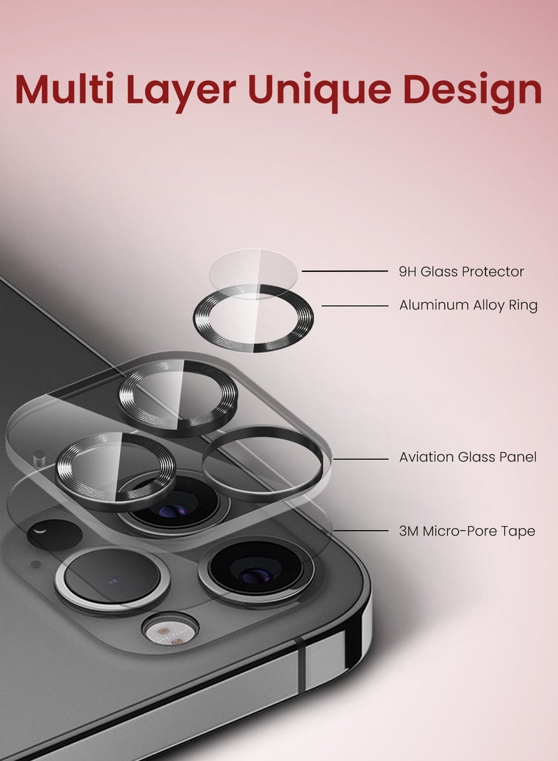 Moxedo حامي عدسة الكاميرا موكسييدو، زجاج مقسى 9H، إطار من سبائك الألمنيوم مقاوم للخدوش، غطاء واقي لشاشة الكاميرا متوافق مع آيفون 12 برو 6.1 بوصة - أسود غامض - Image 3