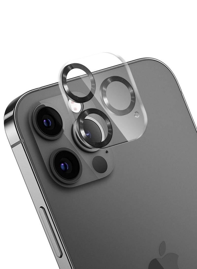 Moxedo حامي عدسة الكاميرا موكسييدو، زجاج مقسى 9H، إطار من سبائك الألمنيوم مقاوم للخدوش، غطاء واقي لشاشة الكاميرا متوافق مع آيفون 12 برو 6.1 بوصة - أسود غامض - Image 1