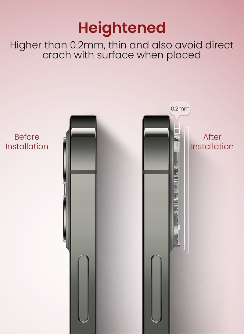Moxedo حامي عدسة الكاميرا موكسييدو، زجاج مقسى 9H، إطار من سبائك الألمنيوم مقاوم للخدوش، غطاء واقي لشاشة الكاميرا متوافق مع آيفون 12 برو 6.1 بوصة - أسود غامض - Image 5