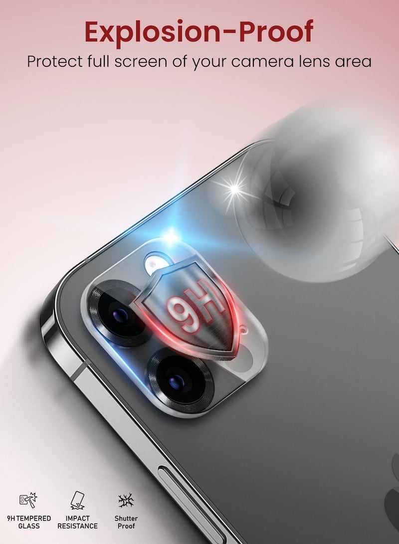 Moxedo حامي عدسة الكاميرا موكسييدو، زجاج مقسى 9H، إطار من سبائك الألمنيوم مقاوم للخدوش، غطاء واقي لشاشة الكاميرا متوافق مع آيفون 12 برو 6.1 بوصة - أسود غامض - Image 4