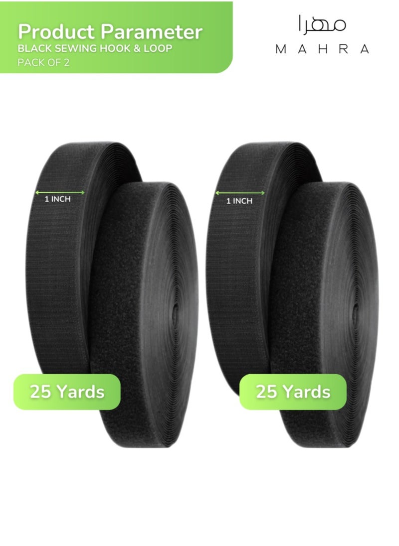Generic Set of 2 | Black Hook and Loop Tape | 1 Inch in Width, 25 Yards per Roll | Non-Adhesive Fabric Closure for Sewing, Apparel, Upholstery, Arts & Crafts, Home & Seasonal Decorations  - Image 2