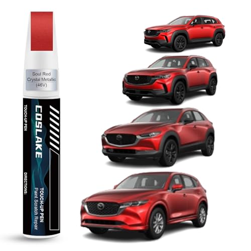 COSLAKE Car Touch Up PaintSoul Red Crystal Metallic46V for Mazda Car Paint Scratch Repair Kit Quick Easy Solution to Repair 2 in 1 Scratch Remover Pen with ColorMatched - Image 1