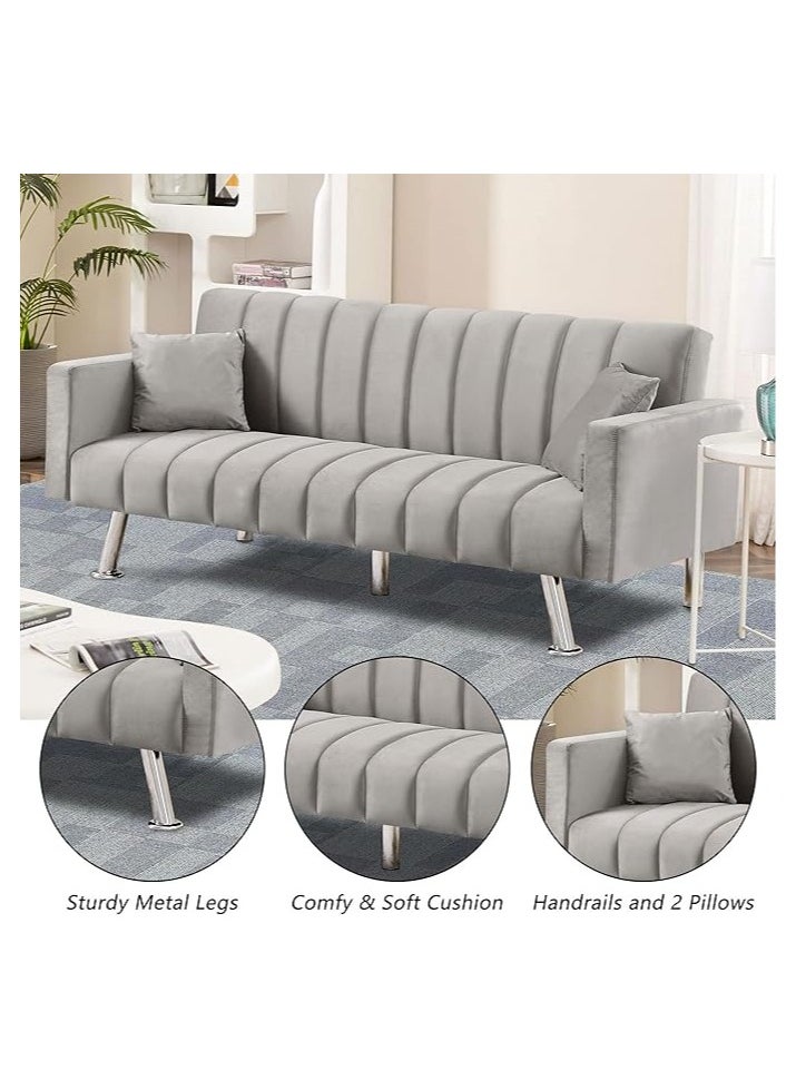 Poppins Home - Poppins HOME Living Room Furniture Velvet Sofa Bed Wood Frame Sofa for Hotel Apartment and living room (pink) - Image 1