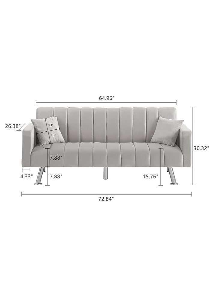 Poppins Home - Poppins HOME Living Room Furniture Velvet Sofa Bed Wood Frame Sofa for Hotel Apartment and living room (pink) - Image 1