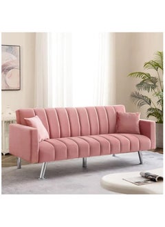 Poppins HOME Living Room Furniture Velvet Sofa Bed Wood Frame Sofa for Hotel Apartment and living room (pink)