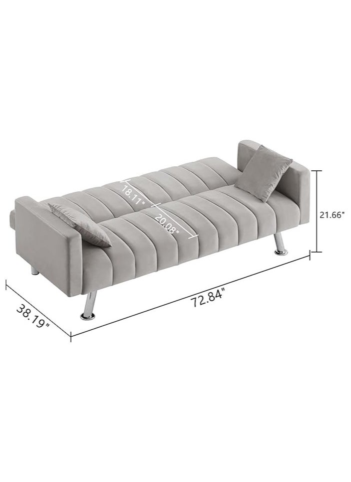 Poppins Home - Poppins HOME Living Room Furniture Velvet Sofa Bed Wood Frame Sofa for Hotel Apartment and living room (pink) - Image 1