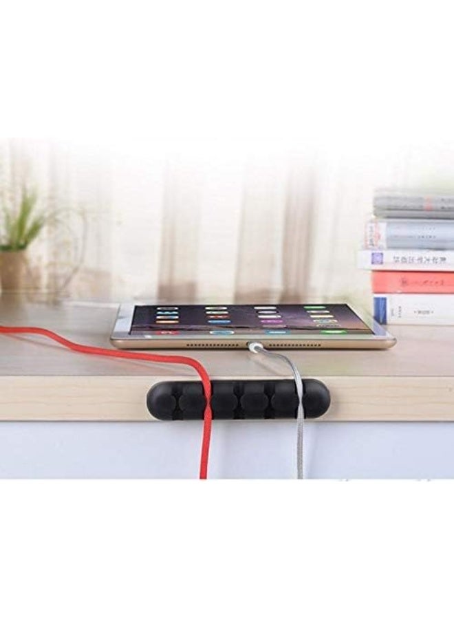 مشبك منظم ولفّ كابلات من السيليكون - حامل كابلات سماعات أذن متعدد الأغراض، تخزين كابل شحن USB، مشبك إدارة أسلاك الماوس، حافظة كابلات لاصقة للمكتب للمنزل والمكتب والسيارة ومحطة العمل - Image 2